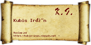 Kubis Irén névjegykártya
