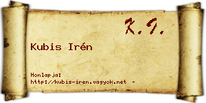 Kubis Irén névjegykártya